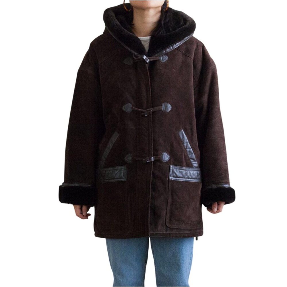 Vintage J Percy for Marvin Richards Women Brown Suede Faux Fur Parka Sz XL 3158 - Picture 2 of 16